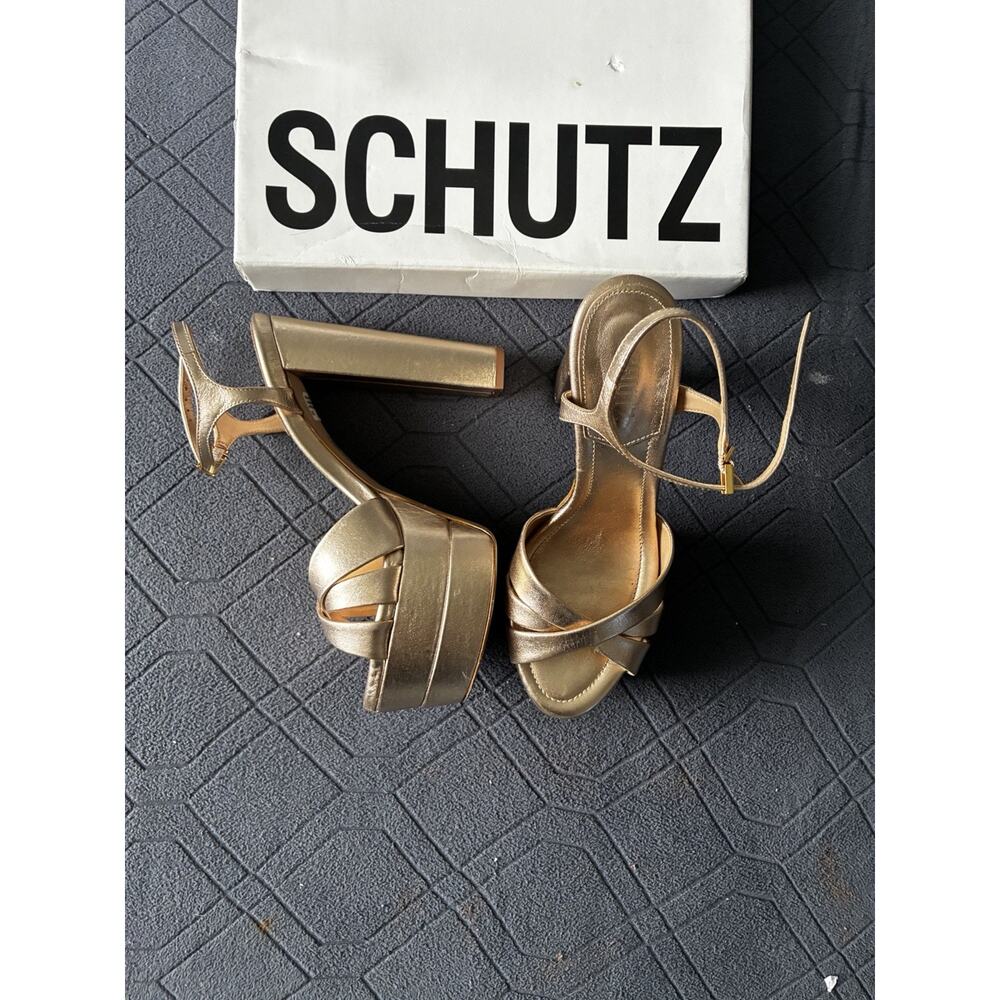 Schultz Keefa High Gold Metallic Heel Size 8 - Picture 3 of 10